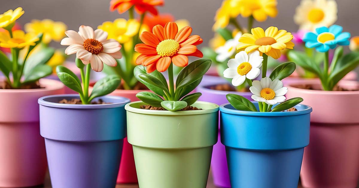 Colorful flower pots are an easy idea for Mother's Day.
