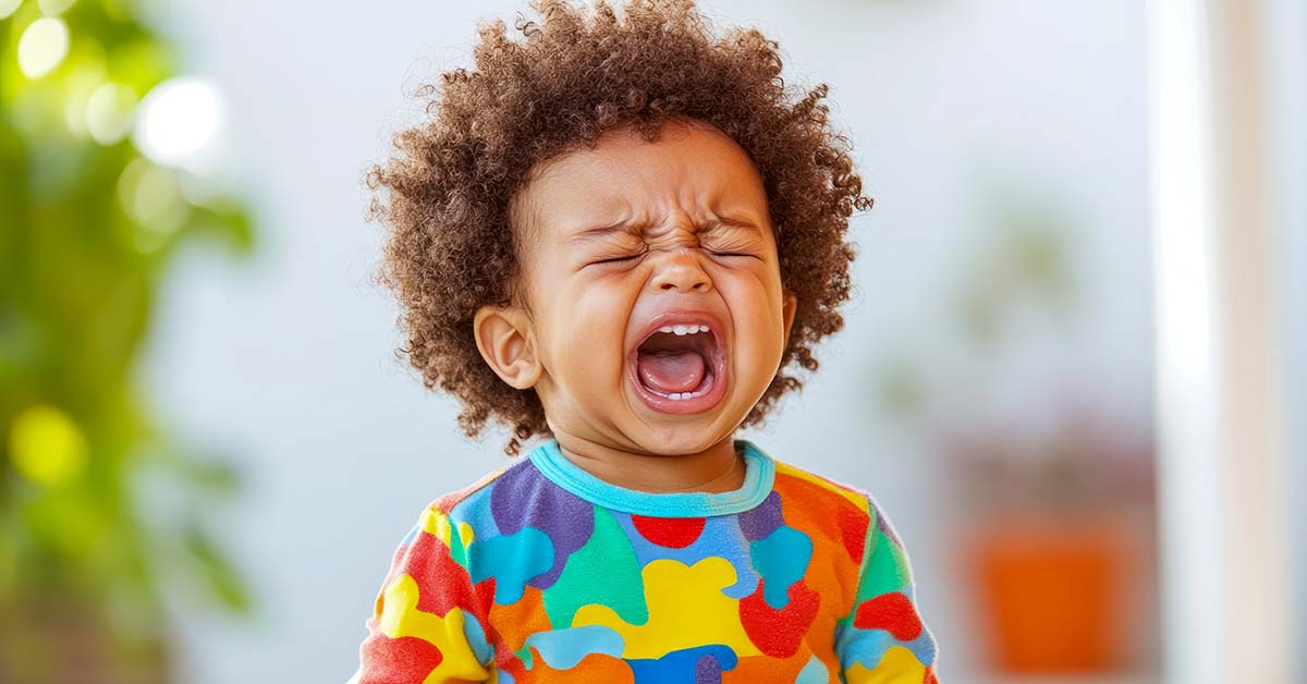 Toddler boy having a tantrum.