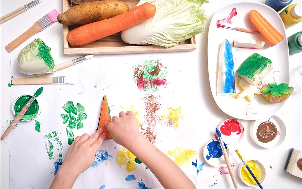 Exciting crafts for the season can include simple items for colorful prints.